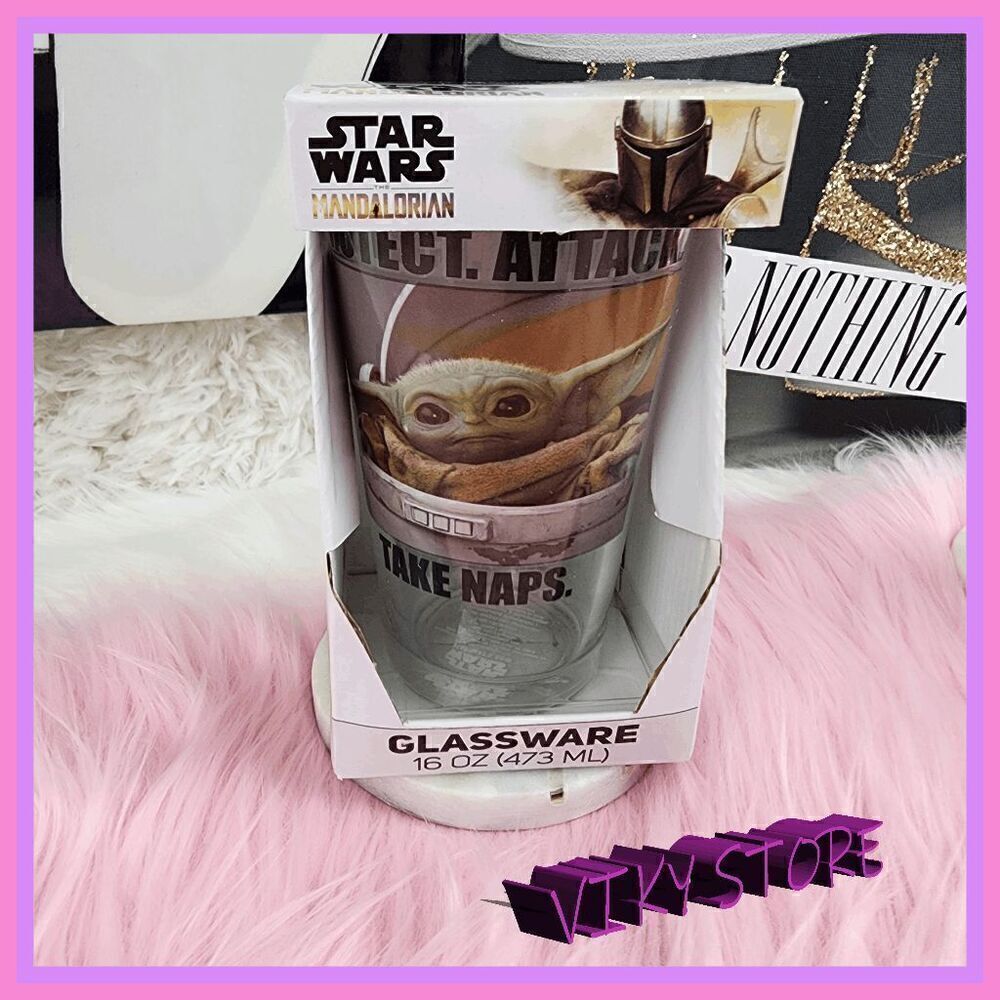 NWT 💖 Adorable Baby Yoda 16 oz Star Wars Glass 💖 NWT